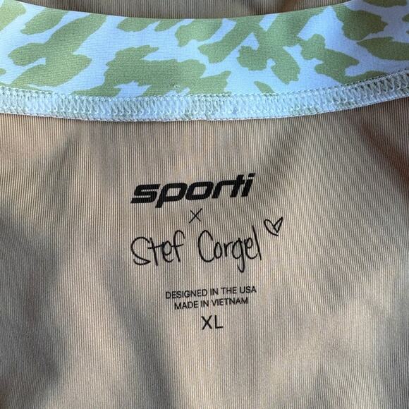Sporti x Stef Corgel Lime Green Cheetah Print Long Sleeve Zip Front Swimsuit XL - Picture 11 of 12
